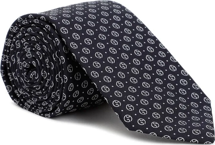 Giorgio Armani Monogram Jacquard Pointed Tip Tie