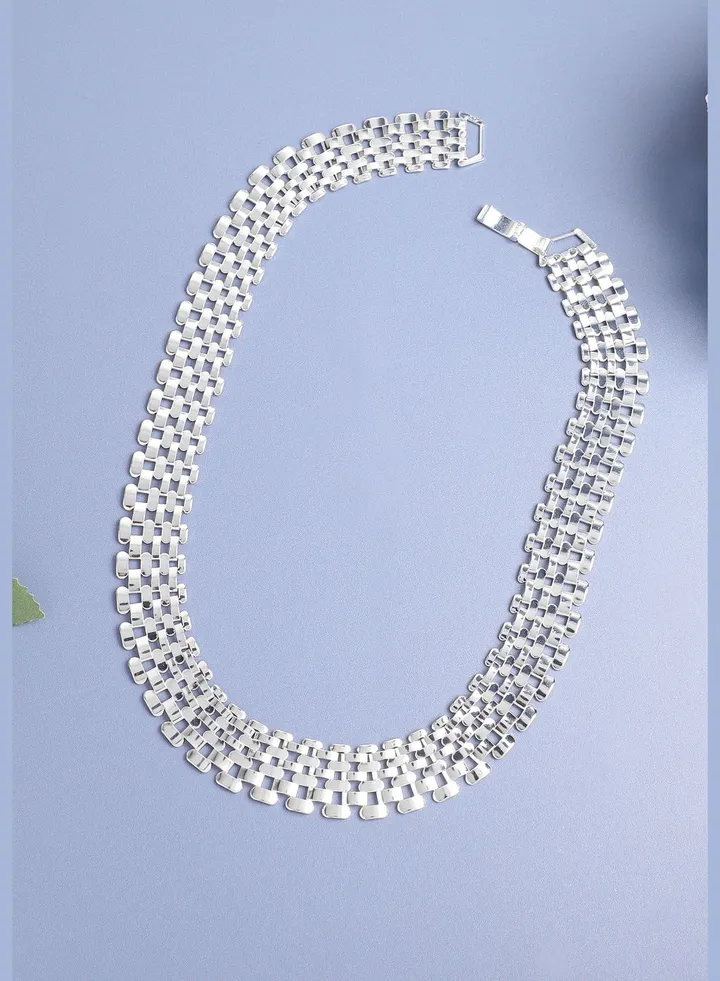 Silver Plated Designer Stone Party Necklace For Women