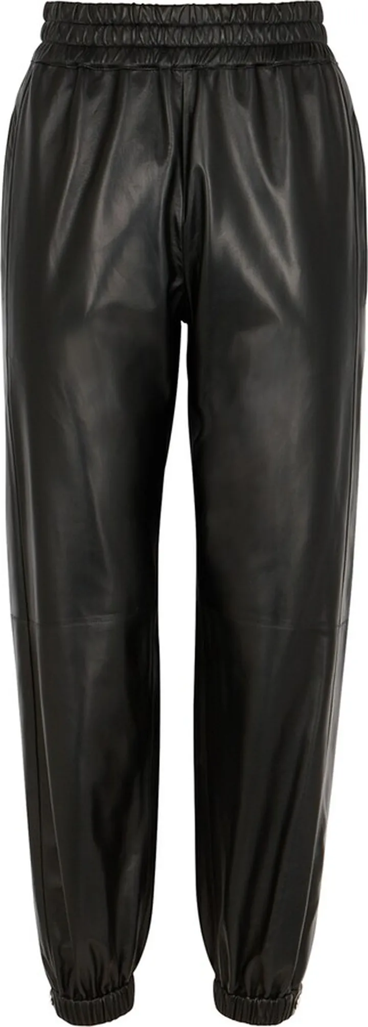 Alexander McQueen Black Leather Sweatpants