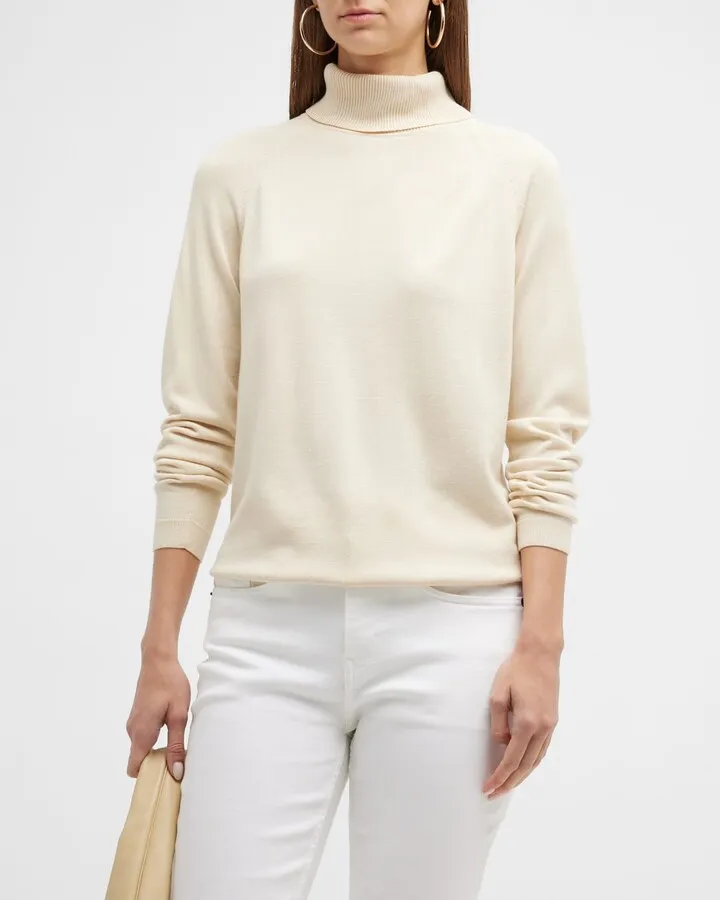 Knit Raglan-Sleeve Turtleneck Sweater