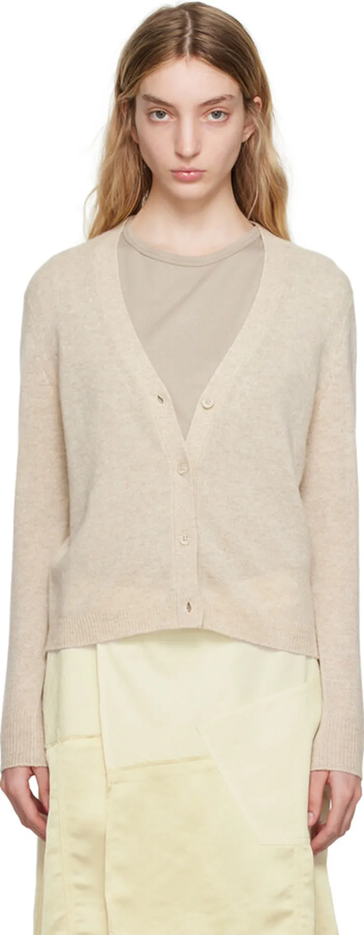 360Cashmere Beige Leah Cardigan