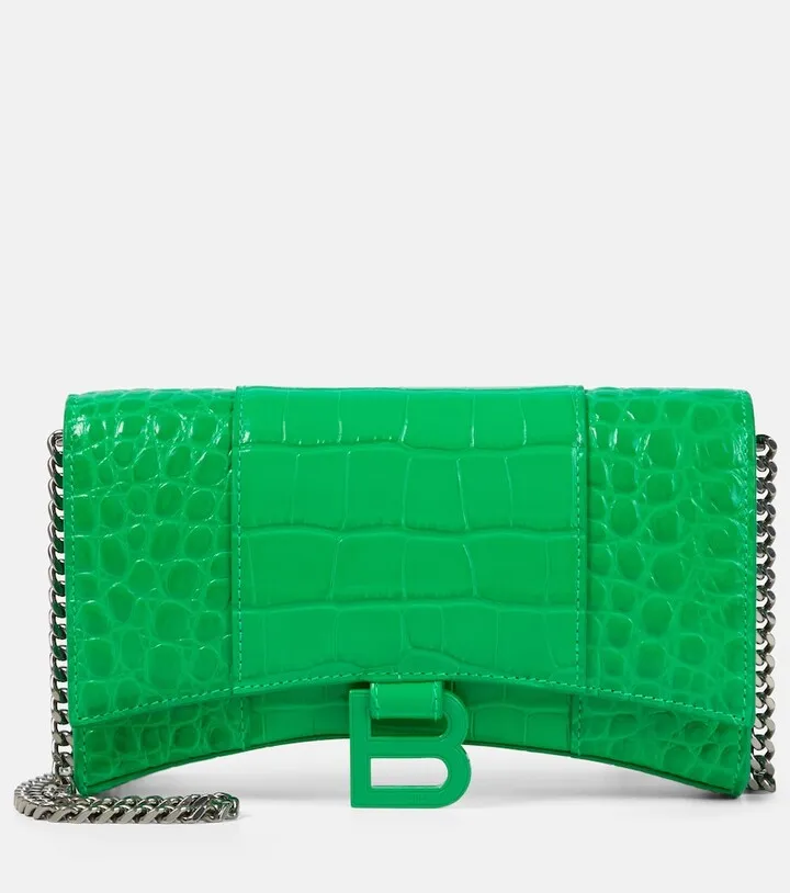Hourglass leather shoulder bag
