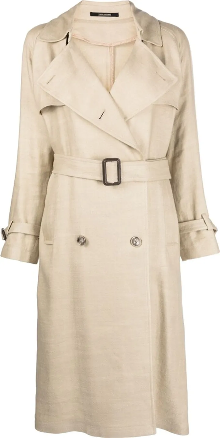 Belted Notched-Lapels Trench Coat