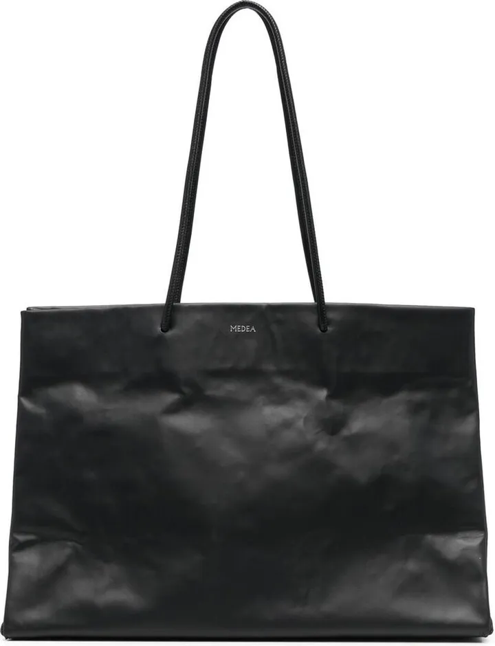 Logo-Print Leather Tote Bag