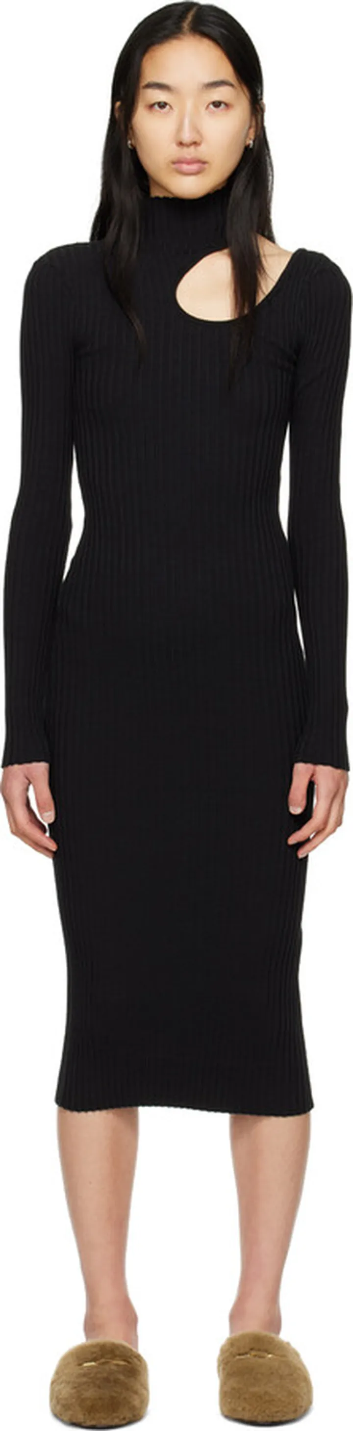 ANINE BING Black Victoria Midi Dress