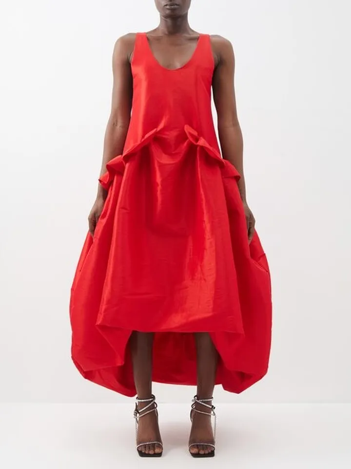 Ramya Ruffled Taffeta Puff-skirt Dress