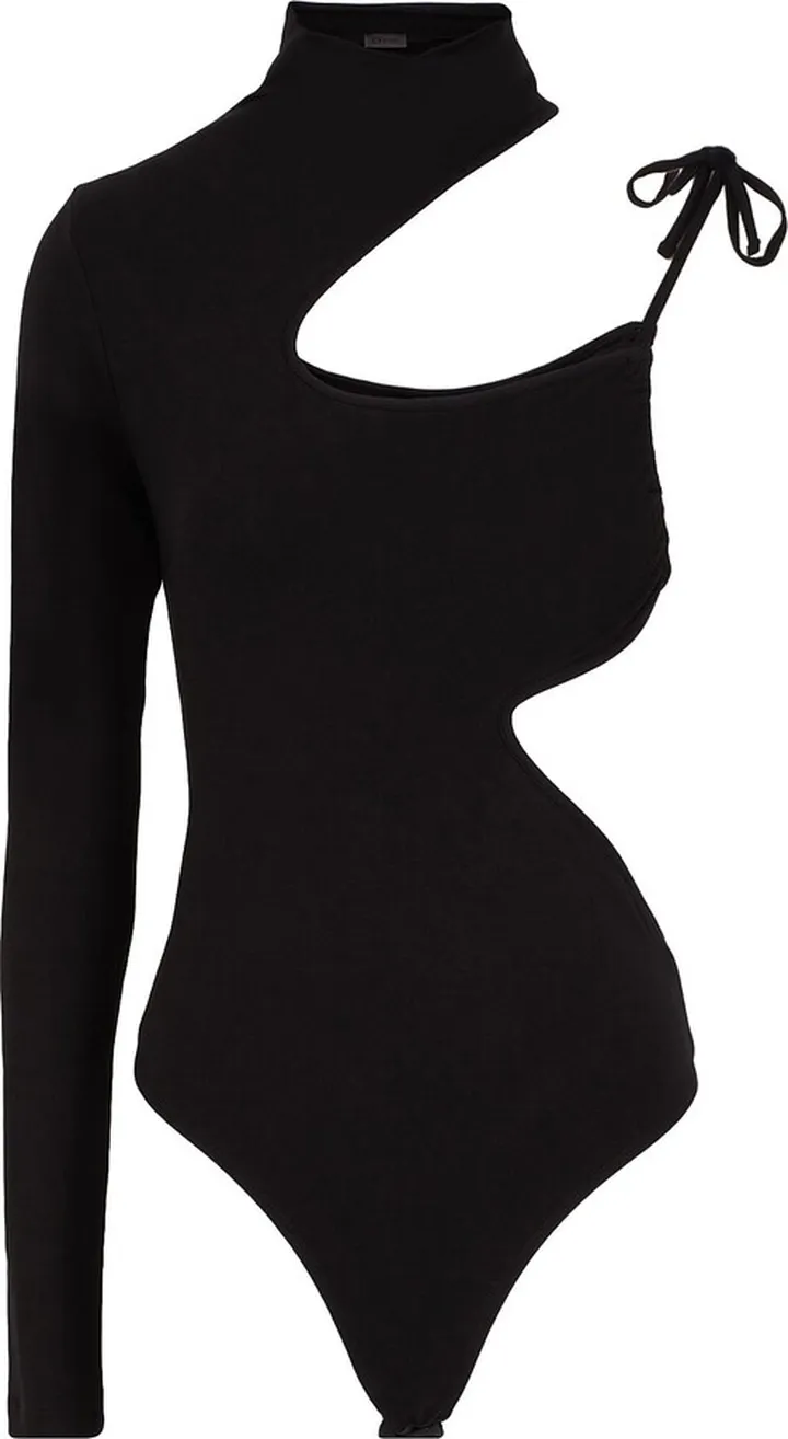 Viscose Jersey Side Cut-out Bodysuit T-shirt Black