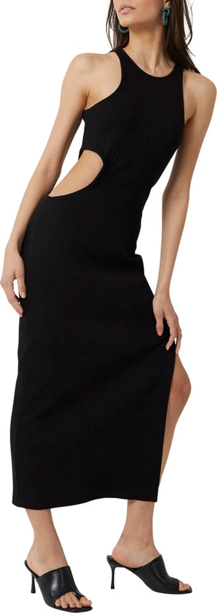 Rasha Cutout Detail Body-Con Stretch Cotton Dress