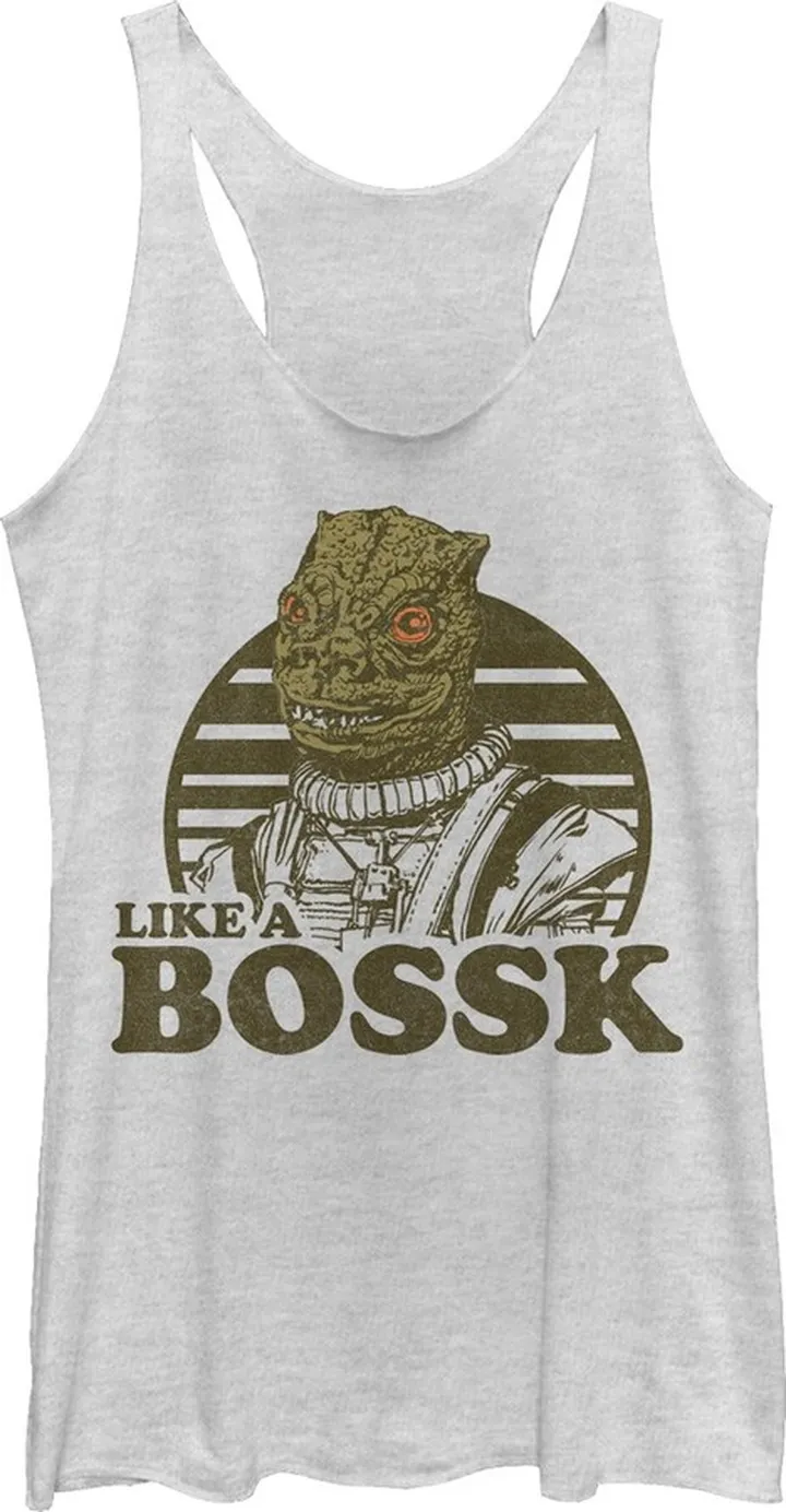Women's Star Wars Like a Bossk Racerback Tank Top - White Heather - Small