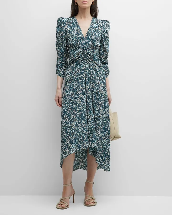 Albini Ruched Floral Midi Dress