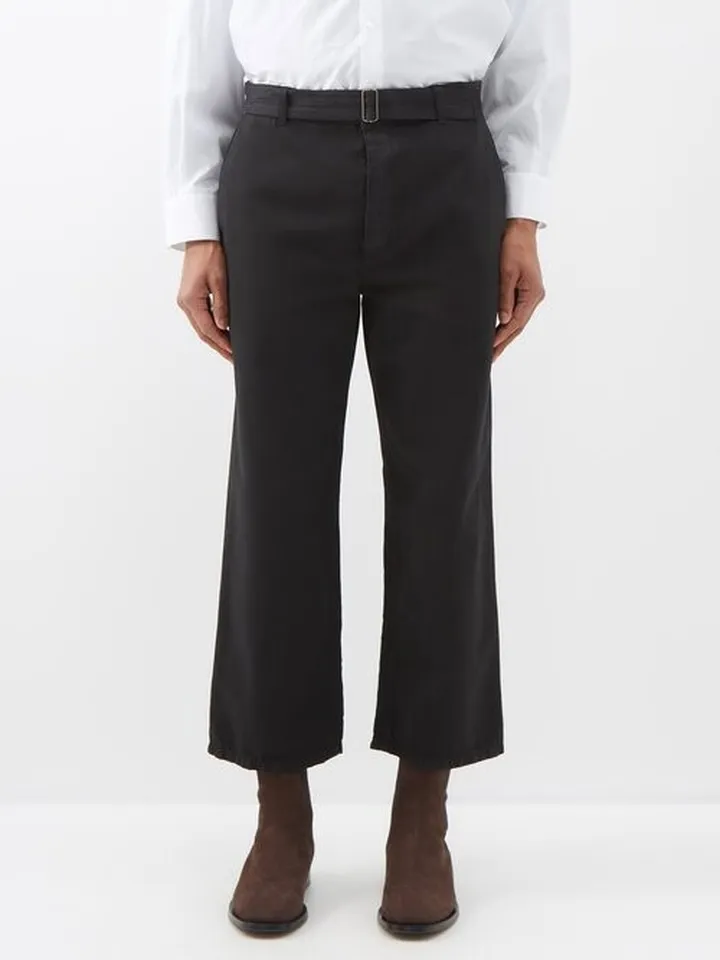 East Belted Cotton-blend Cropped Trousers