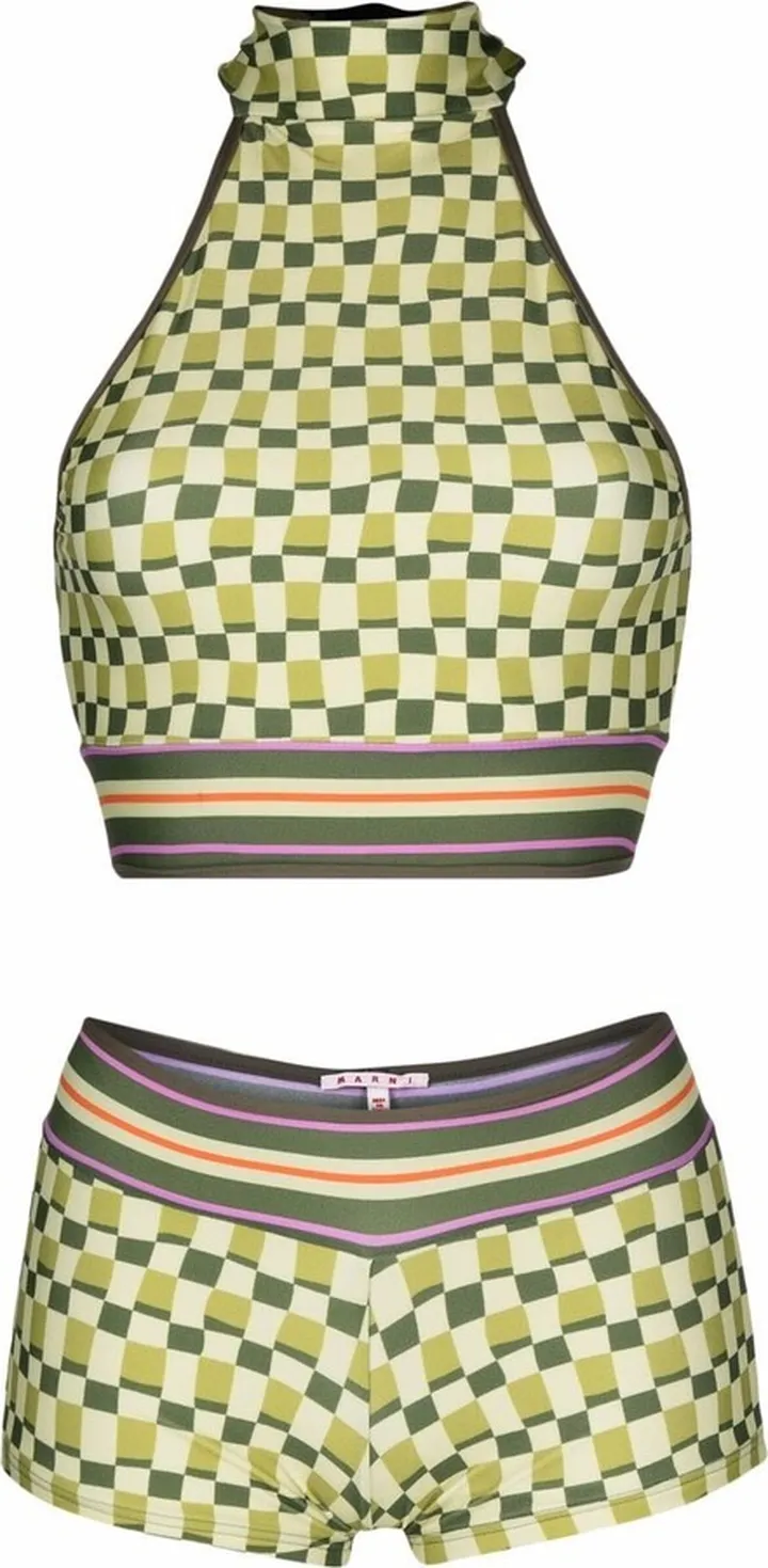 Geometric-Print Swim Set