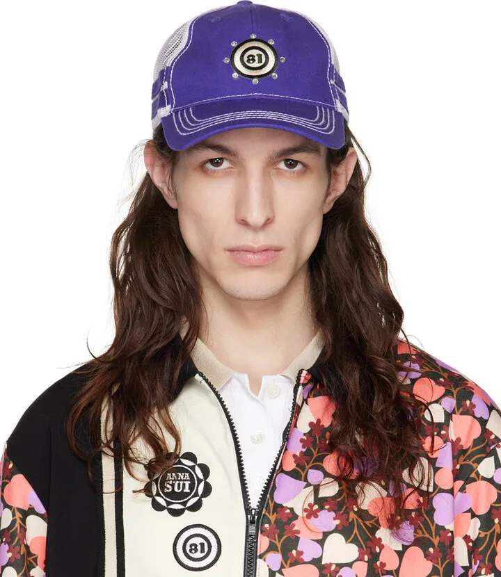 Anna Sui SSENSE Exclusive Blue & White Trucker Cap