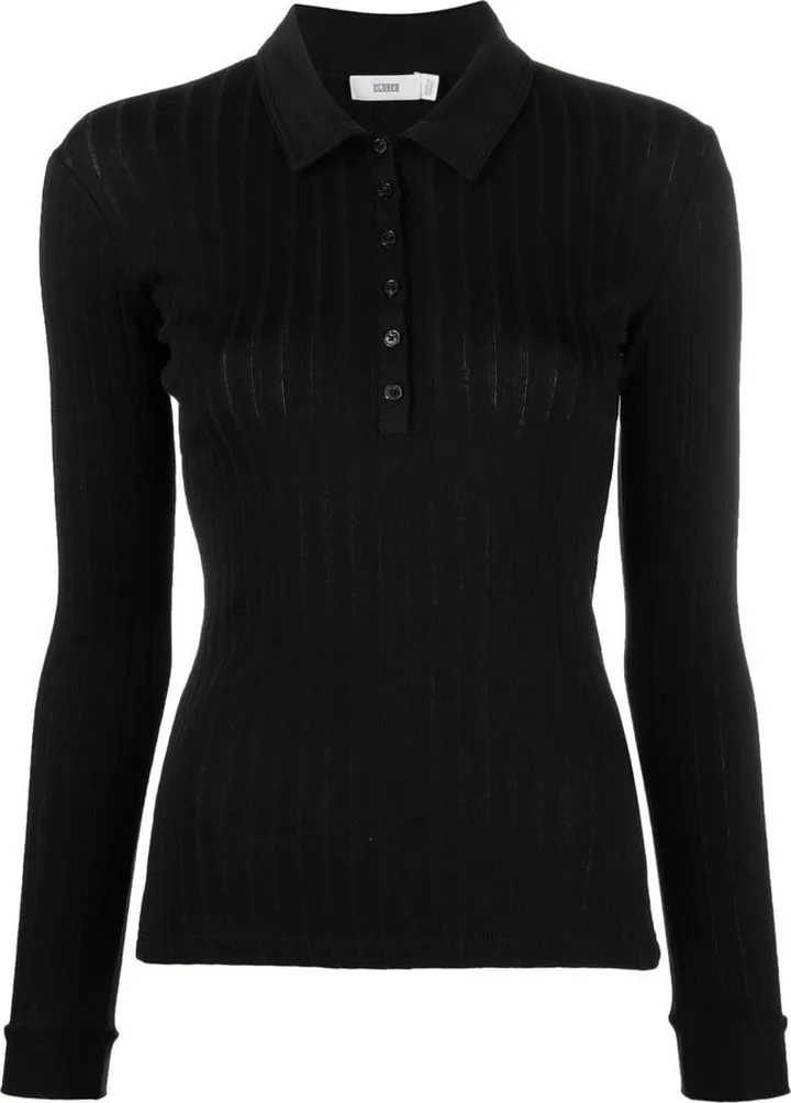 Rib-Knit Polo Top