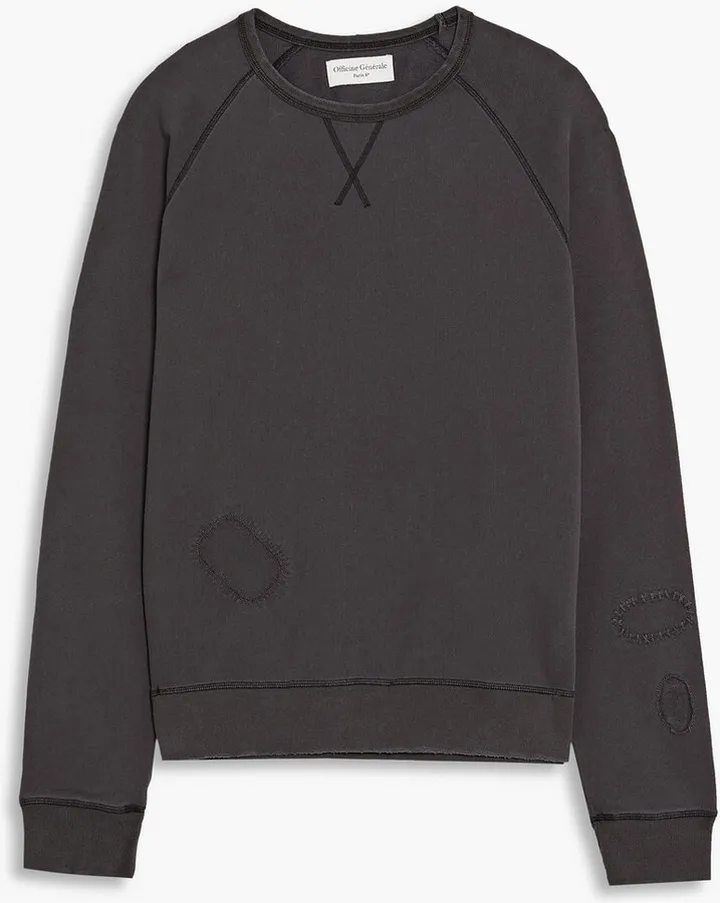 Clement distressed French cotton-terry sweatshirt