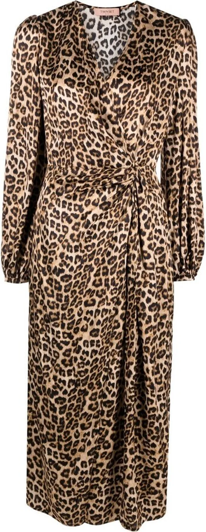 Leopard-Print Draped Dress