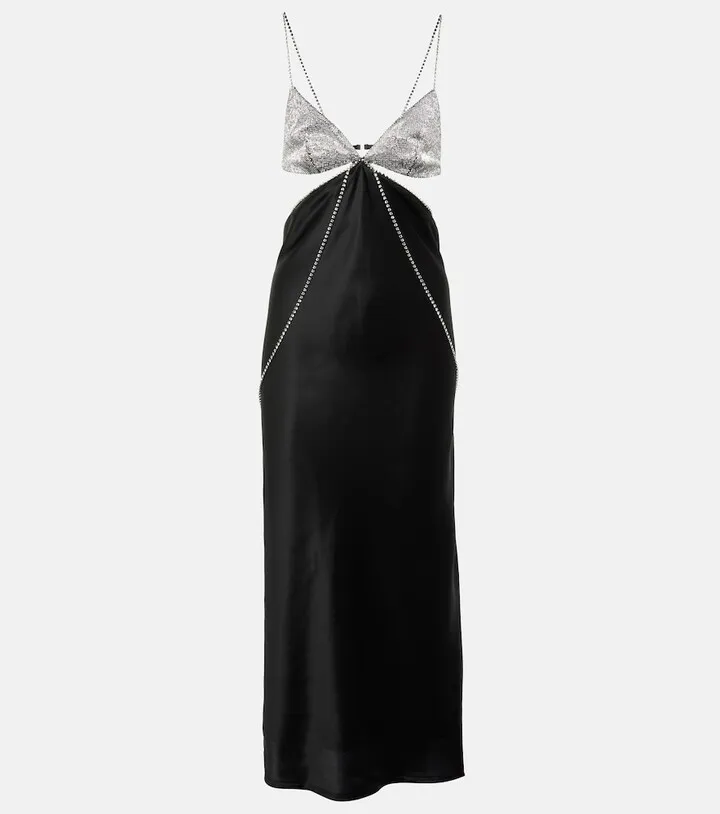 Beatrice embellished silk satin dress