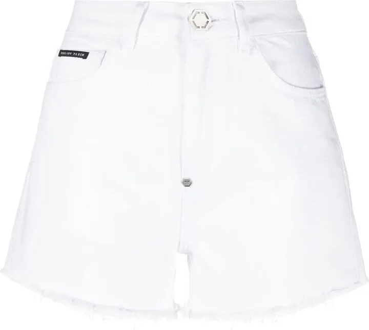Raw-Edge Denim Shorts