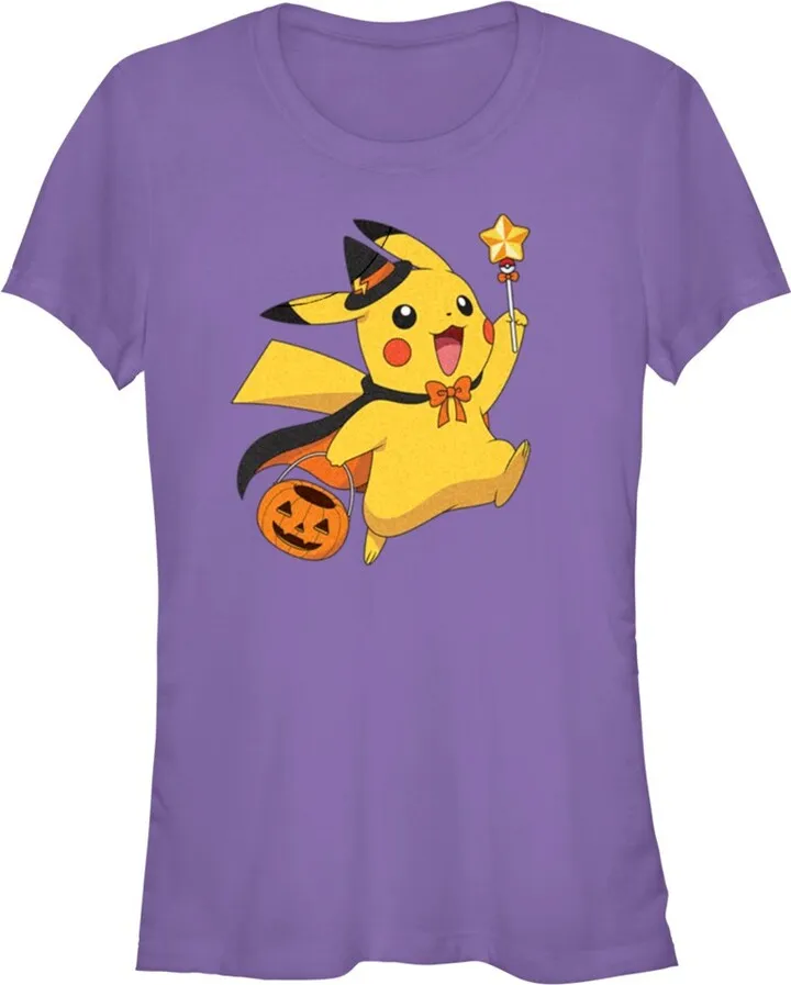 Junior's Pokemon Halloween Pikachu Wizard Costume T-Shirt - Purple - Small