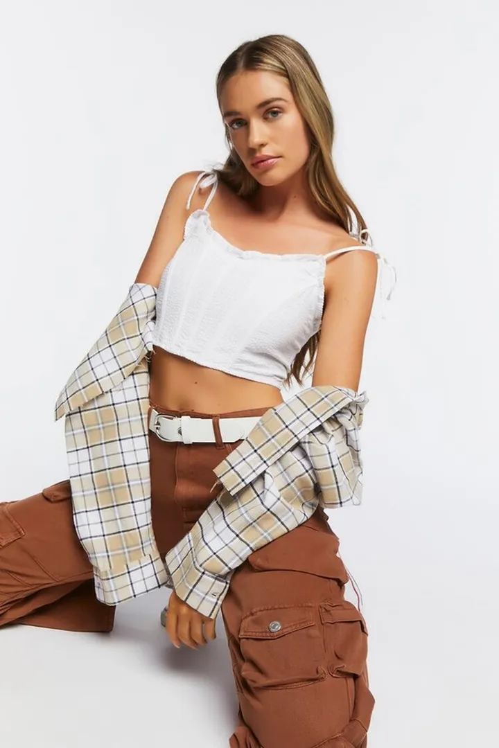Seersucker Corset Cropped Cami
