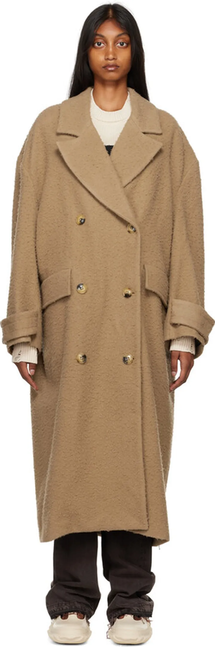 AMIRI Brown Double-Breasted Coat