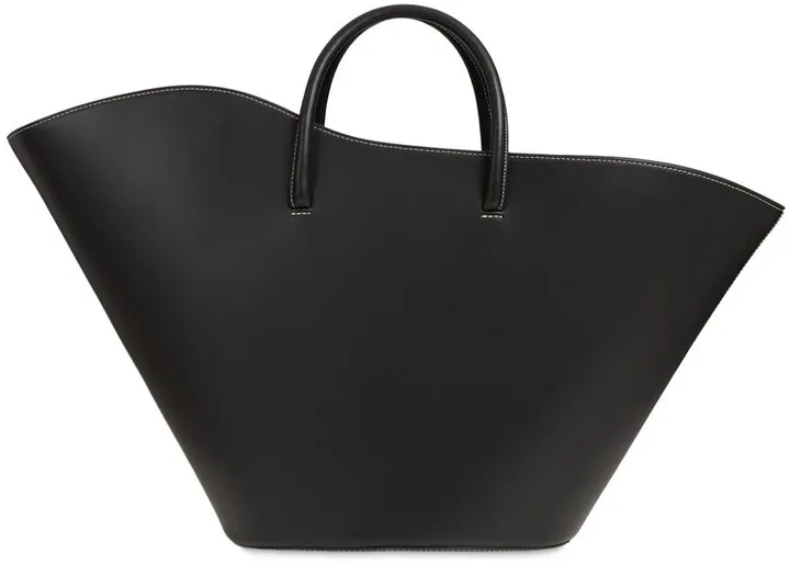 Large Tulip leather tote bag