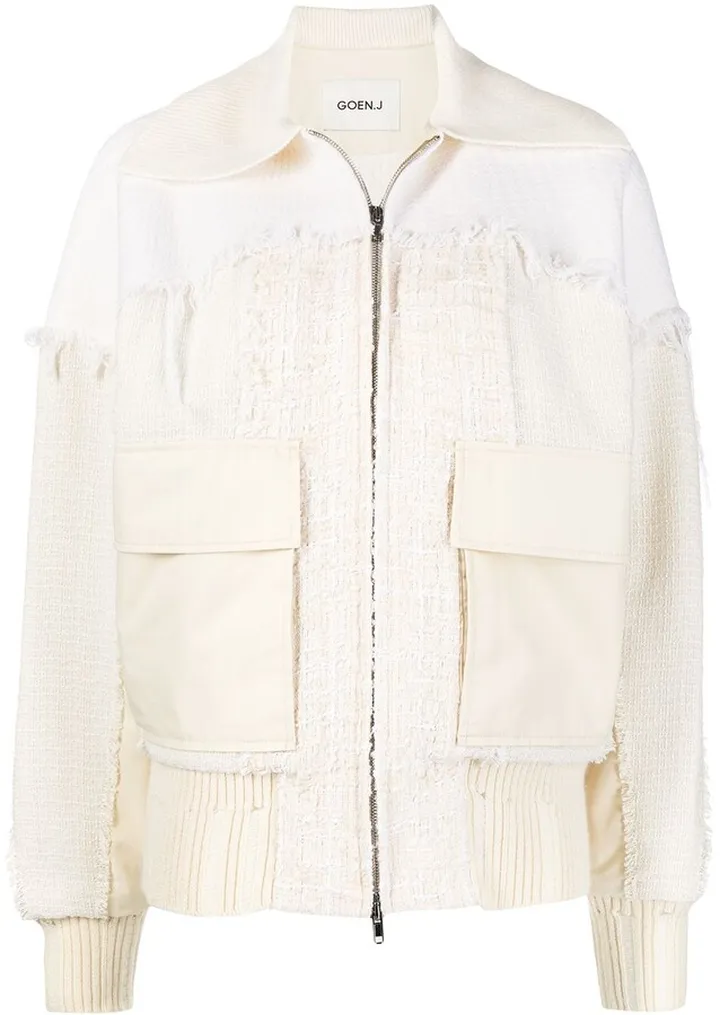 Frayed-Detail Bomber Jacket