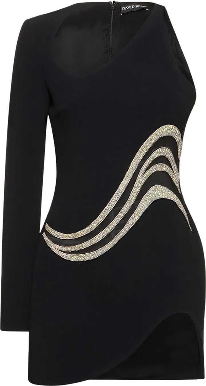 Wave embellished cady mini dress