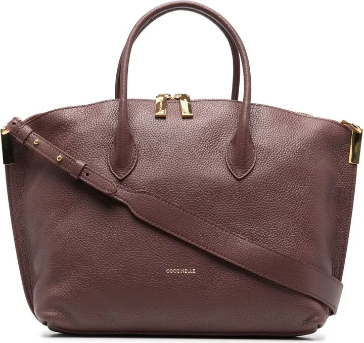 Logo-Stamp Leather Tote Bag