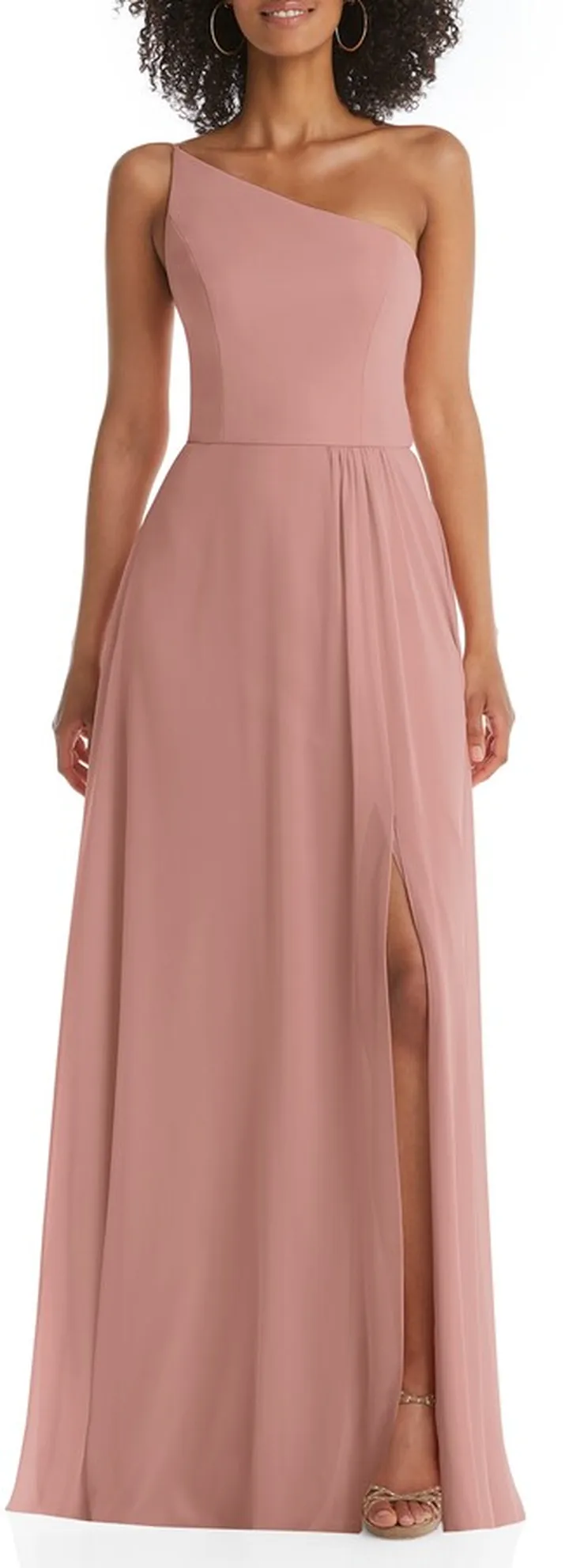 One-Shoulder Chiffon Gown