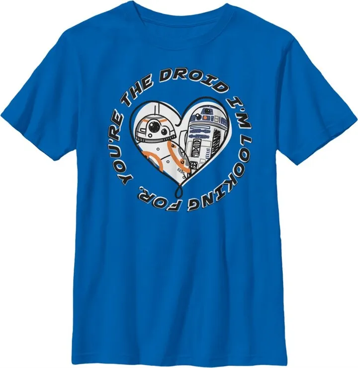 Boy's Star Wars R2-D2 and BB-8 You're the Droid I'm Looking For T-Shirt - Royal Blue - Medium