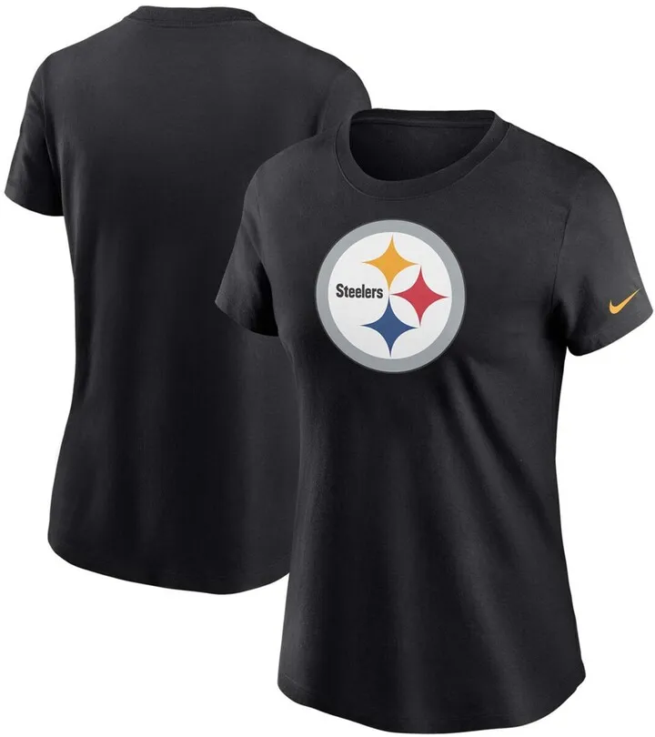 Women's Black Pittsburgh Steelers Logo Essential T-shirt