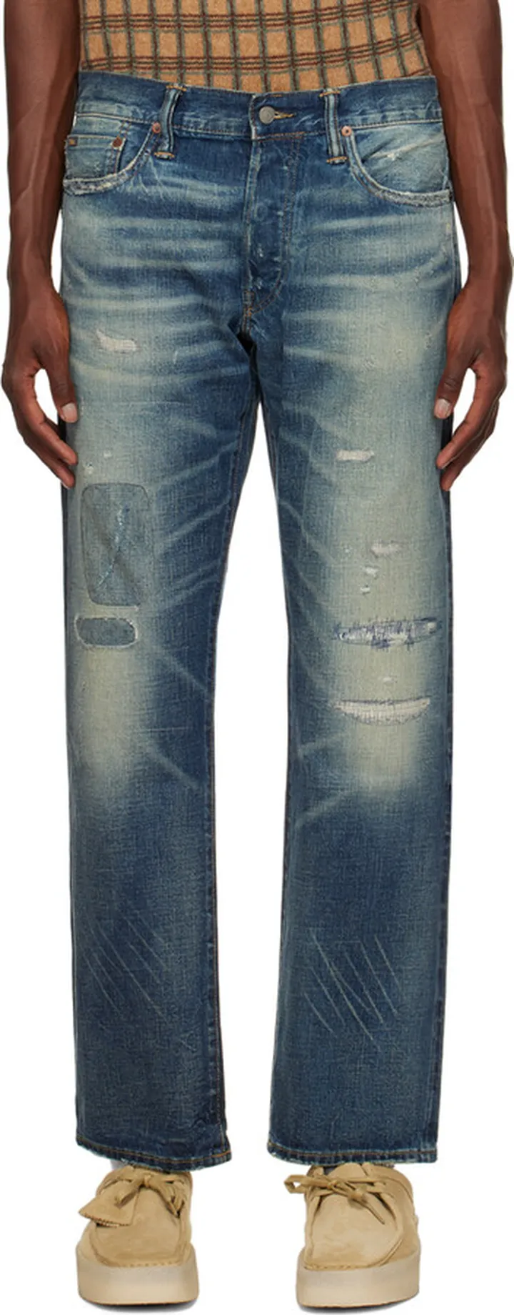 Polo Ralph Lauren Blue Classic Fit Distressed Selvedge Jeans