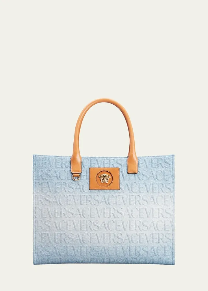 La Medusa Monogram Denim Tote Bag