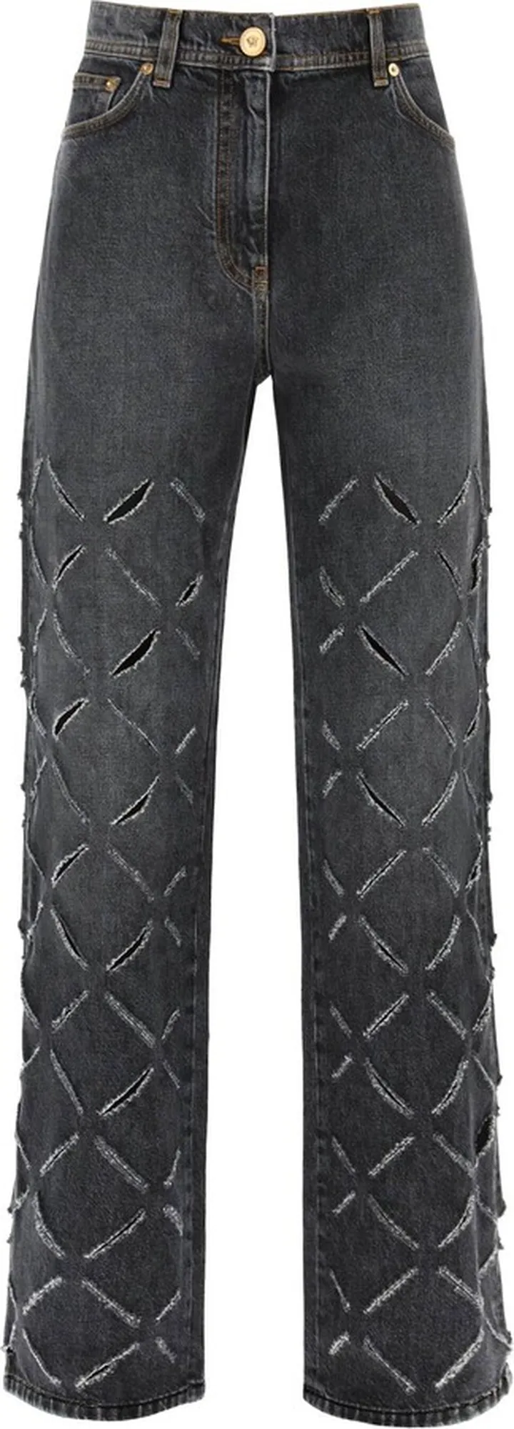 Slashed Wide Leg Jeans