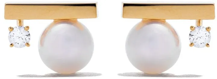 18kt yellow gold diamond Collection Line petit balance class earrings
