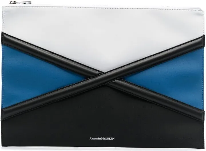 Logo-Print Zip-Up Clutch Bag