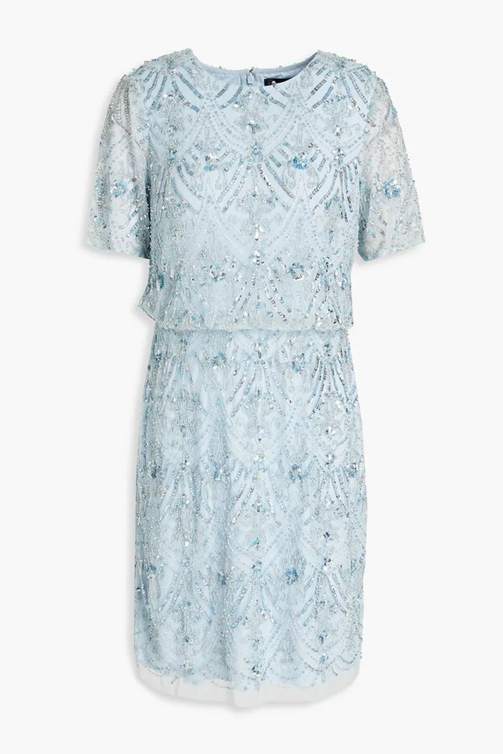 Embellished tulle mini dress