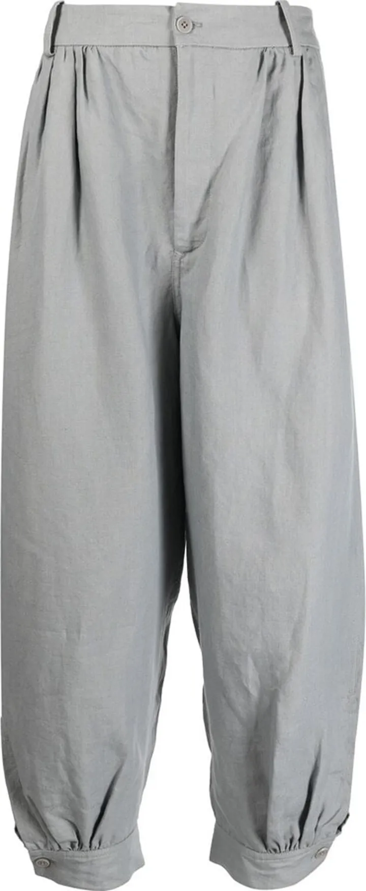 Pleat-Detail Cropped Linen Trousers