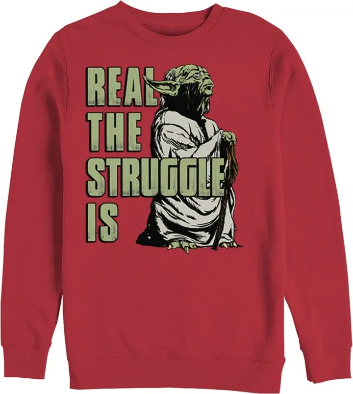 Men's Star Wars Yoda Real the Struggle Is Sweatshirt - Red - 3X Large