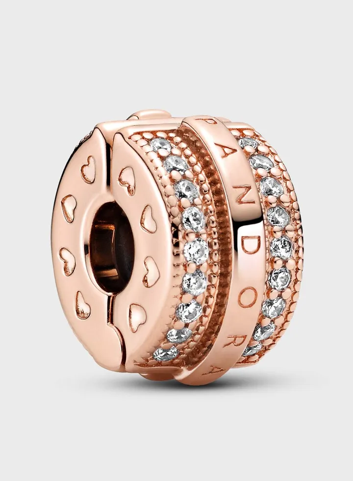 Sparkling Pavé Lines & Logo Clip Charm