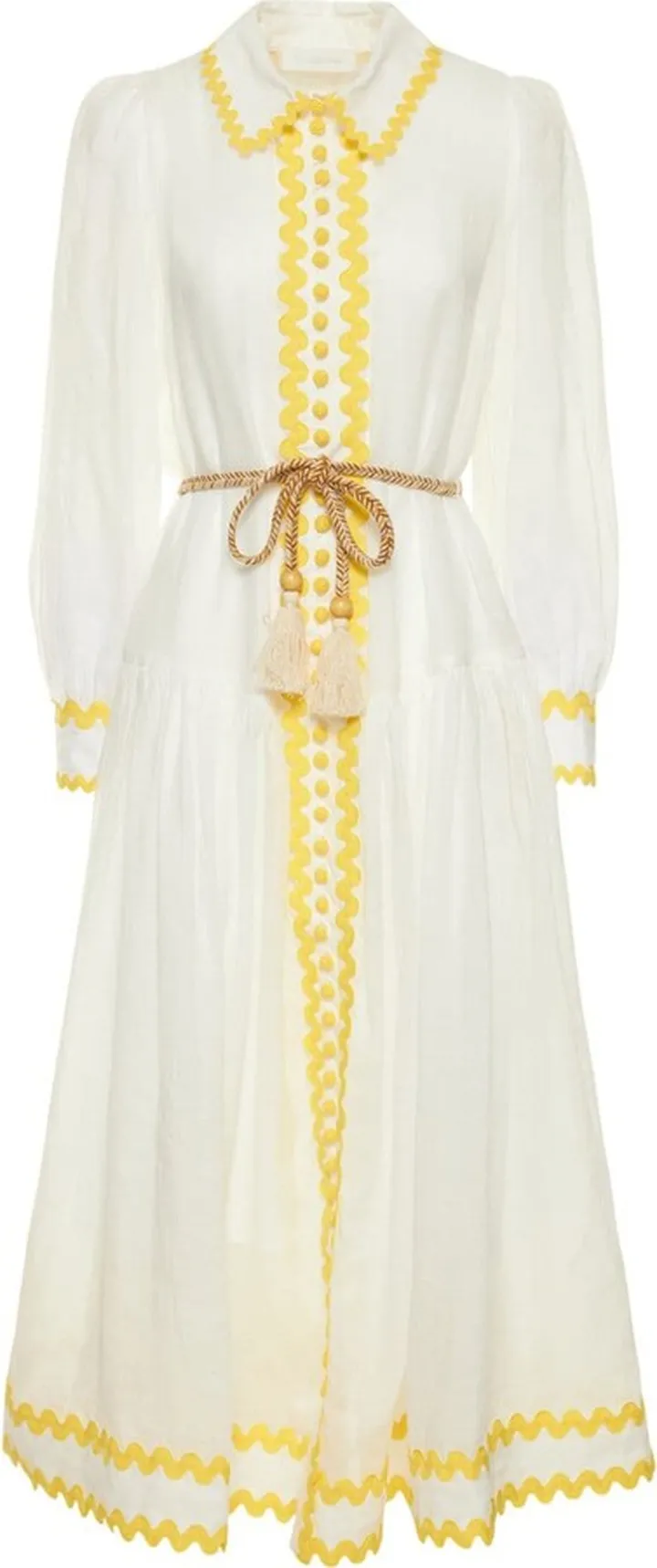 Cira drop waist ramie midi shirt dress