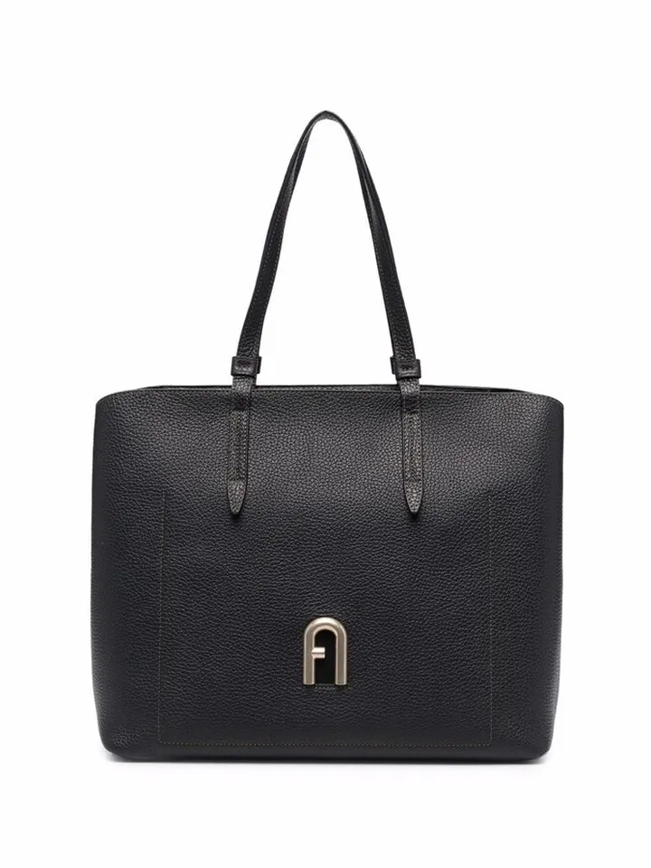 Logo-Plaque Leather Tote Bag
