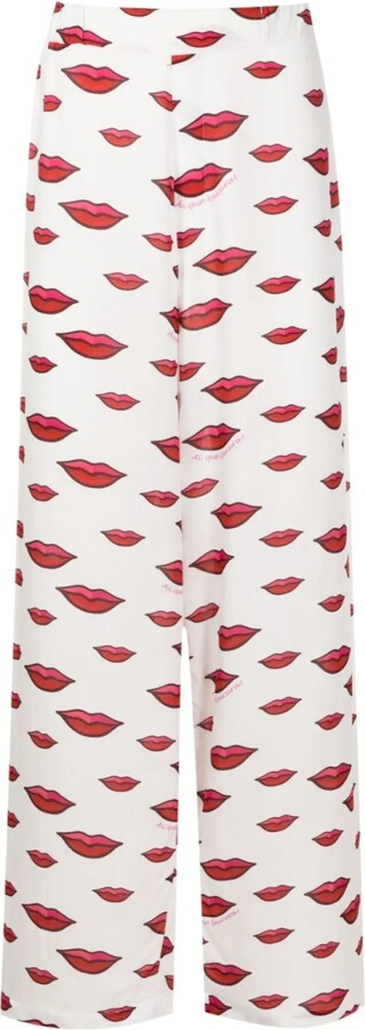 Lips-Motif Straight Trousers