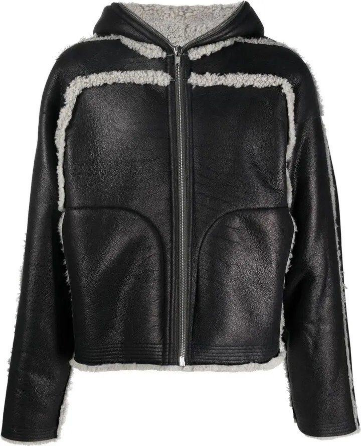 Shearling-Trim Leather Jacket