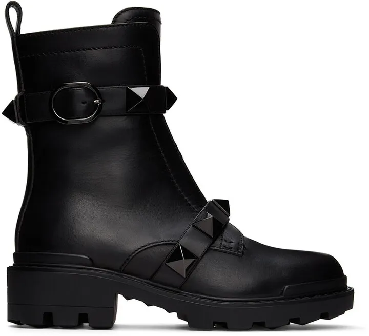 Valentino Garavani Black Roman Stud 85mm Platform Boots