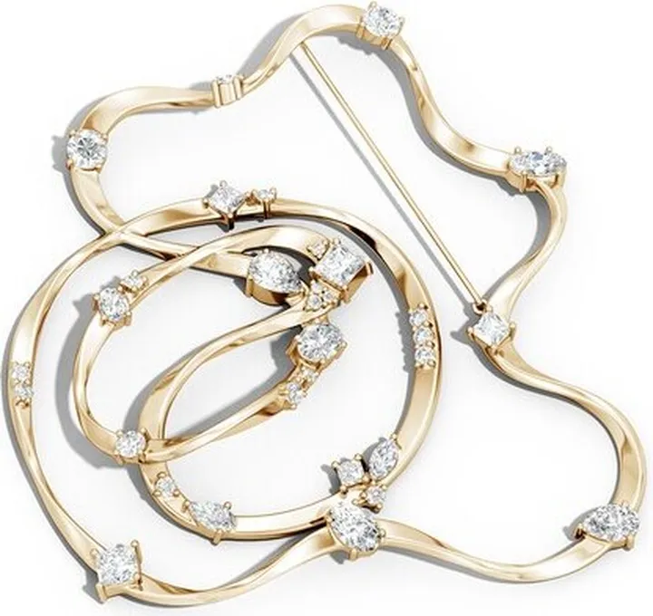 Runway Collection Sakura White Topaz Gold Brooch