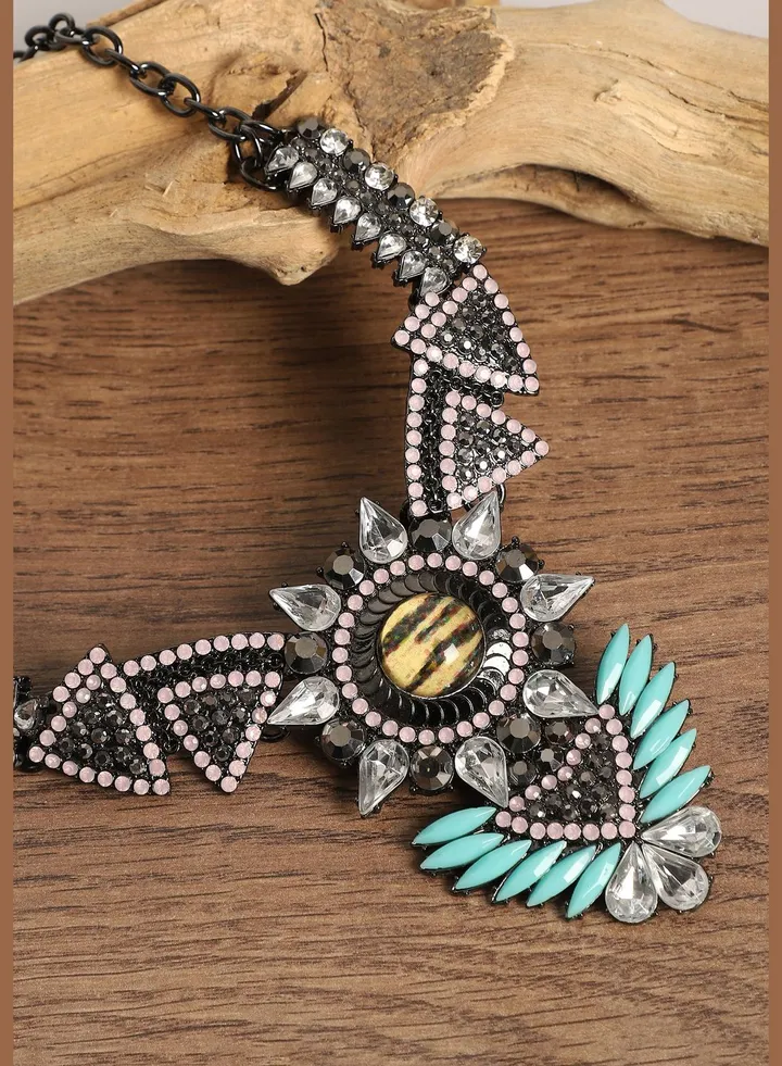 Silver Plated Designer Stone Party Necklace For Women