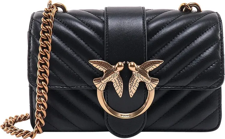 Matelassé leather shoulder bag with iconic Love Birds buckle