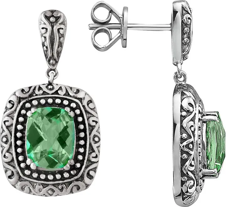Sterling Silver Green Amethyst Earrings